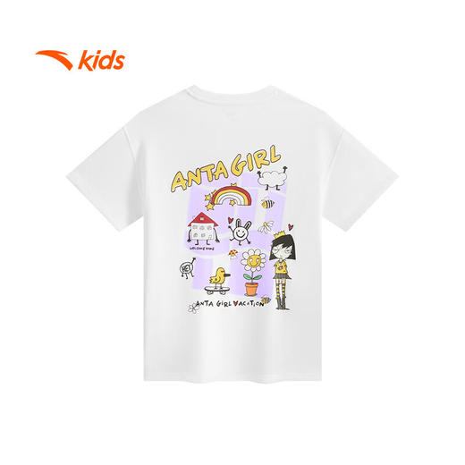 安踏儿童短袖T恤女大童2025夏透气潮流系列针织短袖衫362528110 商品图5