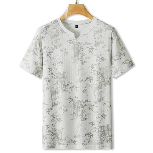 【冰丝】【DPF】大依优型大码短袖T恤圆领宽松国风印花半袖夏季男士加肥加大胖子上衣男士 商品图4