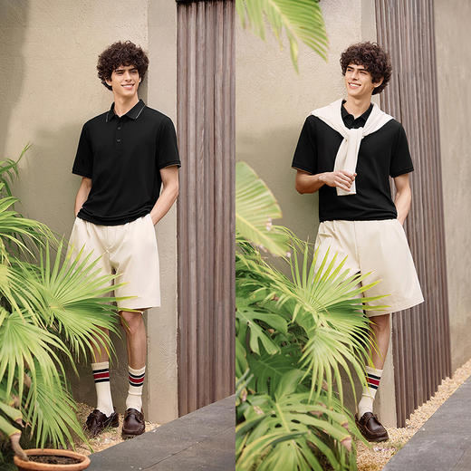 森马POLO衫男凉感抑菌防螨短袖t恤商务通勤上衣2025夏季新款撞色 商品图3