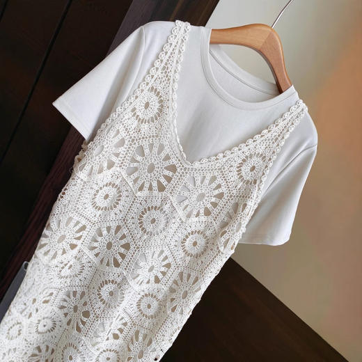 重磅推荐！2025慵懒气质镂空针织吊带连衣裙女两件套春夏新款！ 商品图3