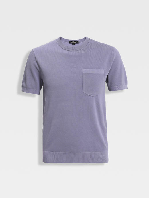 callisto启程系列紫色多巴胺长绒棉混纺弹力T恤 商品图0