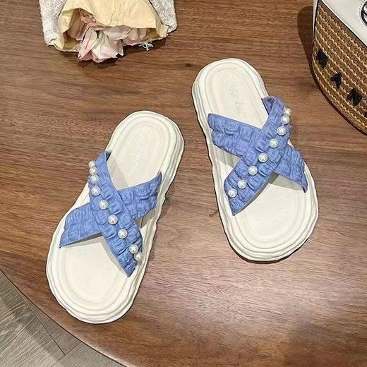 【仙女风❗️新款珍珠凉拖鞋】柔软显高不磨脚松糕厚底溶解鞋海边沙滩拖鞋ins女外穿 商品图5