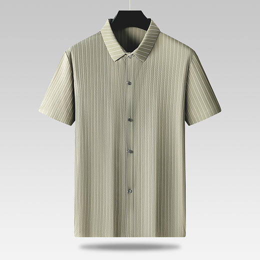 【冰丝弹力】【DWD】大依优型大码男装短袖衬衫冰感透气加肥加大大号半袖衬衣上衣男士 商品图3