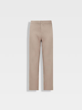 callisto燕麦卡其色亚麻混纺休闲裤