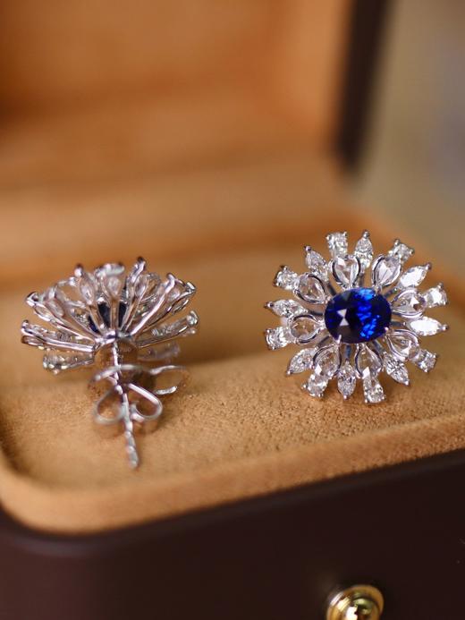 3.03ct刻面蓝宝石耳钉 商品图2