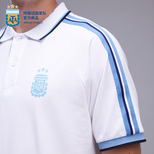 【官方正版】阿根廷国家队 | 白色肩条POLO衫休闲短袖T恤 商品图4