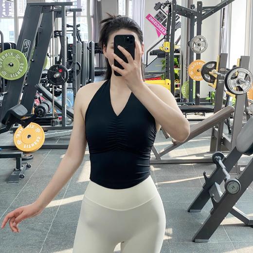 跃牌【海听系列】NULS辣妹欧美风挂脖露背瑜伽服固定杯美背裸感紧身运动背心女XC59 商品图2