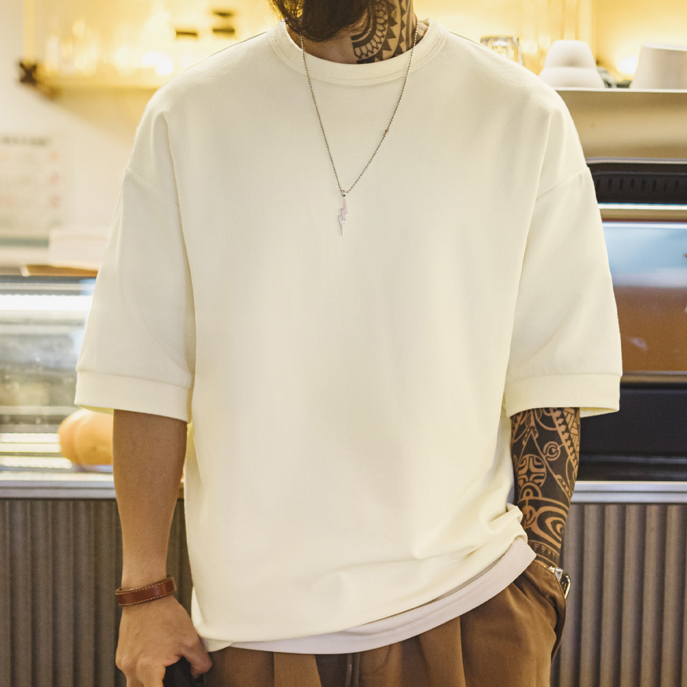 工装优选美式休闲宽松棉Cityboy短袖日系落肩垂感透气半袖男春夏