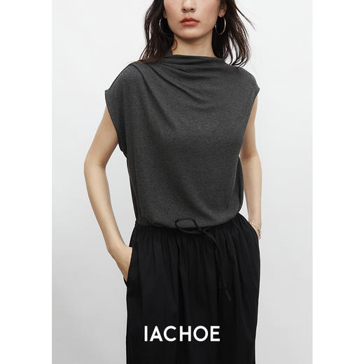 棉仓3431501008-IACHOE 不规则短袖凉感设计十分T恤 商品图0