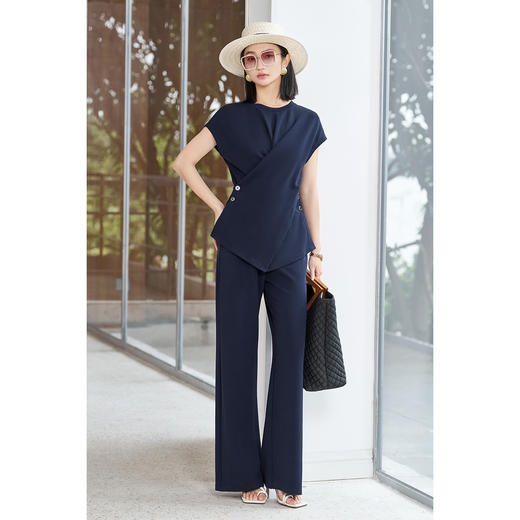 【预售7天】米思阳2026夏季新款时尚通勤设计感套装品质天丝混纺精致两件套女2132/1203 商品图2