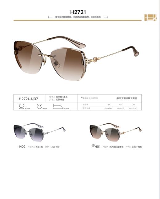 海伦凯勒H2721 2025年新款美颜女款猫眼太阳镜墨镜 商品图2