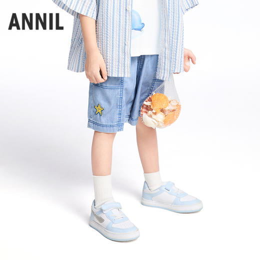 【实体店同款】男童全腰牛仔中裤夏季新款安奈儿童装XB526636 商品图1