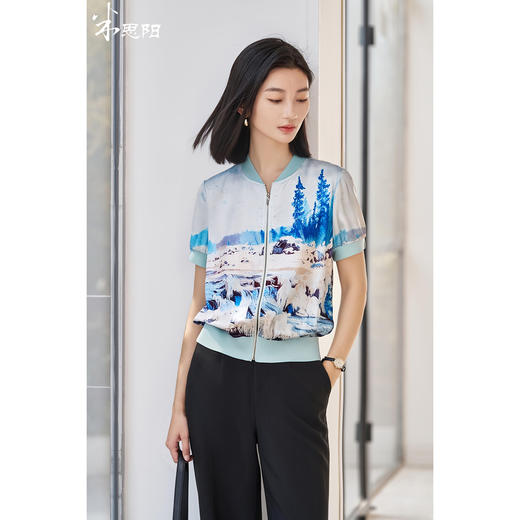 剩S 米思阳2025夏季新款独特原创定位花短外套休闲通勤Polo短袖棒球服1234 商品图0