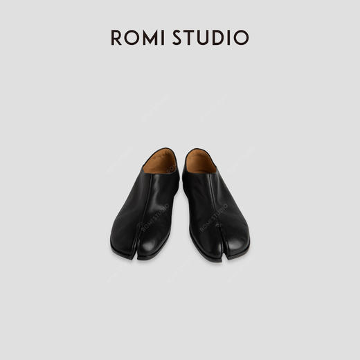 ROMI STUDIO【高品质】复古英伦风 一脚蹬平底圆头分趾皮鞋 S3557 商品图3