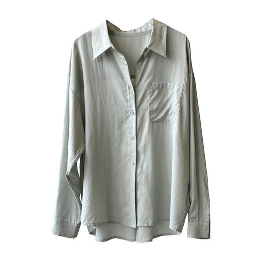 【专柜大牌品质】春夏天丝麻简约衬衫 设计感宽松叠穿衬衣82121 商品图4