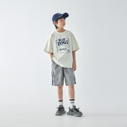蓝汽水2025夏季新款男童小狗印花T恤抗菌凉感亲子款宽松短袖 商品图3
