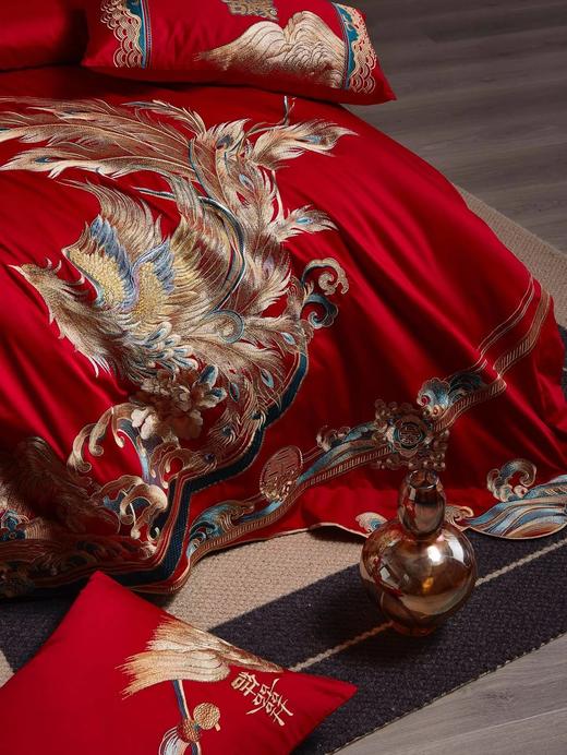 【高端婚庆】 喜事良缘 龙凤刺绣100支新疆长绒棉四件套十件套 商品图2