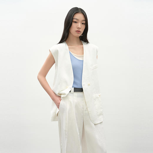 NEELLY纳俪商场同款夏季新款显白针织吊带背心女修身亲肤显瘦上衣N25042A01040 商品图2