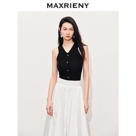 【浪漫花园-商场同款】MAXRIENY复古优雅挂脖设织背心上衣(货号:MC85SW299)