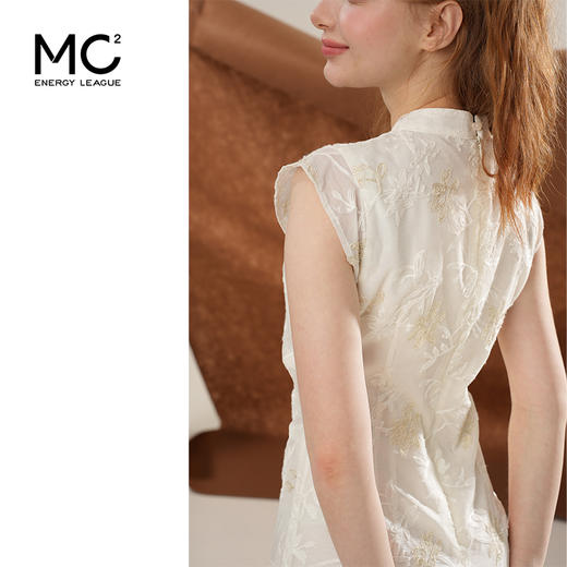 女装立领斜门襟蕾丝拼接中式连衣裙-1293Q5221005 商品图3