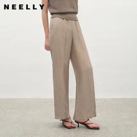 NEELLY纳俪商场同款夏季新款时尚百搭休闲阔腿裤女浅色简约长裤N25045H01101