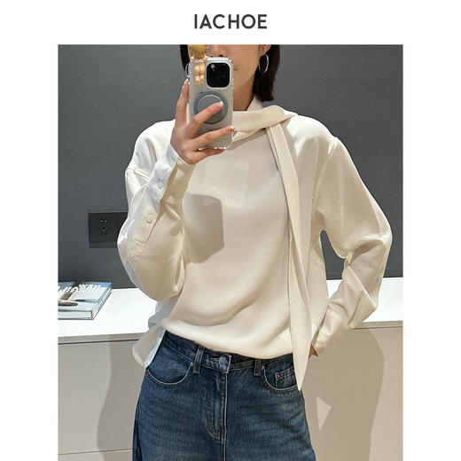 棉仓3621504021-IACHOE【慵懒周末】围巾衬衫 商品图4