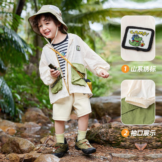 【防晒UPF50+】嘟嘟家男童外套夏装露营风儿童连帽上衣夏季新款潮 商品图2