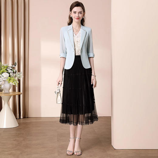 全新升级【铂金会员201/天猫269/差价68】(00651) 时尚通勤七分袖西装外套女夏季2025新款气质百搭休闲显瘦西服 商品图2