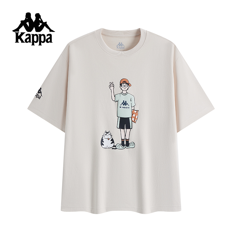 Kappa卡帕背靠背夏2025新款情侣运动短袖透气t恤休闲亲肤半袖上衣K0FW2TD46
