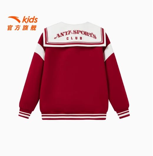 安踏儿童女大童红色外套2025春秋新款学院风棒球服潮酷运动上衣362511715 商品图1