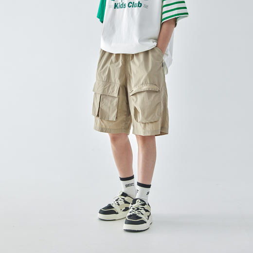 蓝汽水2025年新款夏季男童纯色工装短裤立体大口袋轻薄休闲五分裤 商品图4