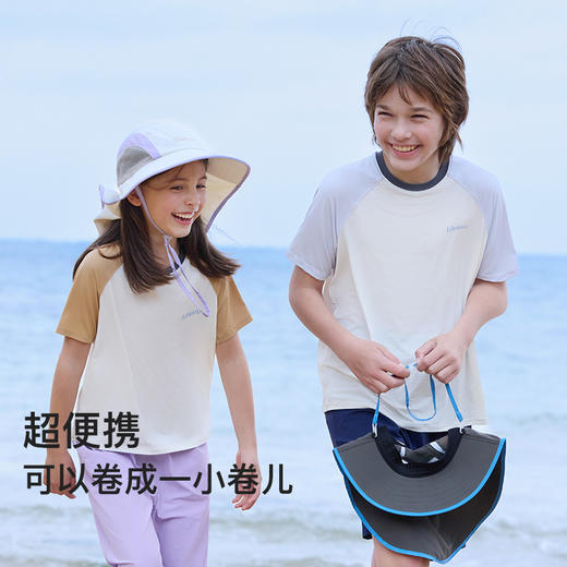 likeuu防晒帽男女童超大帽檐圆边柔软防晒遮阳帽紫外线ZY 商品图3