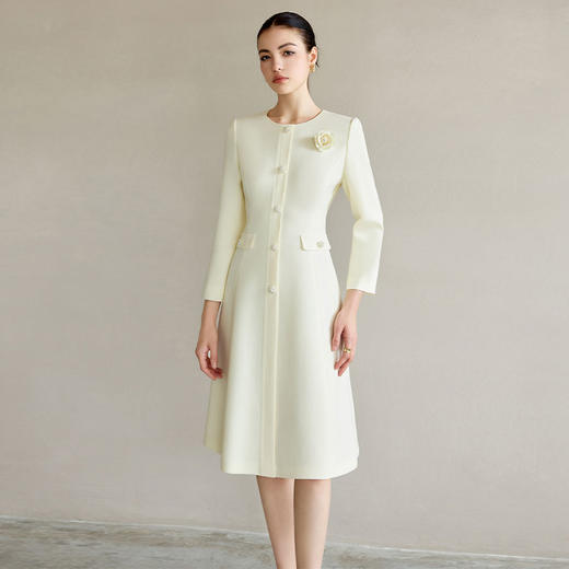 IWY/气质名媛米色连衣裙女新款圆领法式西装裙主持上镜正装Q1293 商品图2