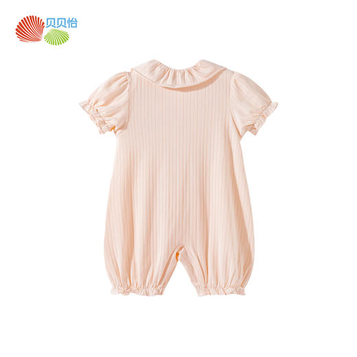 贝贝怡2025夏季新款女宝前开连体衣泡泡袖花边哈衣透气舒适抱衣爬服ZB2EL015 商品图7