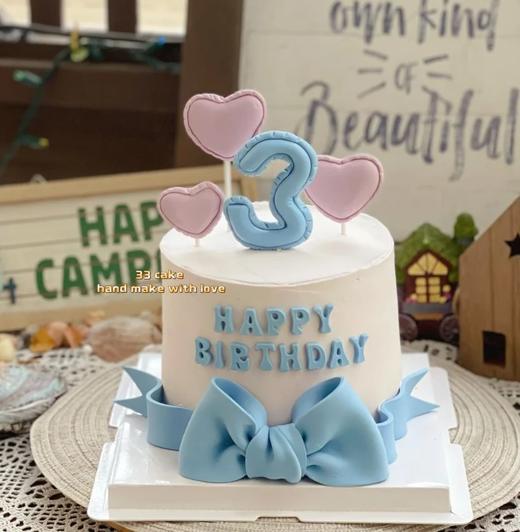 【臻品系列】--【数字气球蓝色蝴蝶结】送男孩、男士生日蛋糕 商品图0