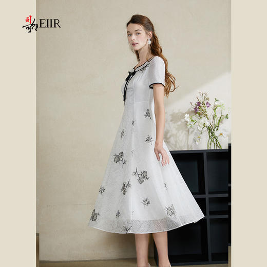 司歌蕾丝刺绣连衣裙黑白中长裙A911052x 商品图1