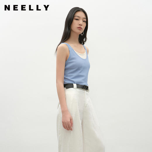 NEELLY纳俪商场同款夏季新款显白针织吊带背心女修身亲肤显瘦上衣N25042A01040 商品图0