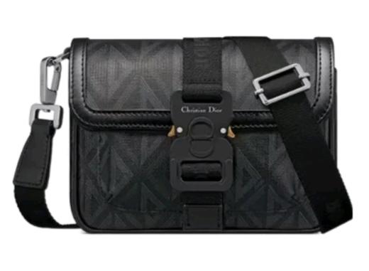 DIOR迪奥 Hit The Road 可拆卸可调节肩带压花标志翻盖开合 帆布拼光滑牛皮革 手拿单肩斜挎包 迷你 商品图0