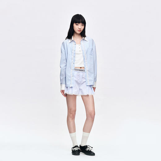 Herlian2025年春夏宽松廓形撞色拼接长袖衬衫 商品图3