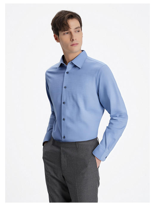 callisto浅蓝粘纤混纺衬衫 SSSTL066C 商品图3