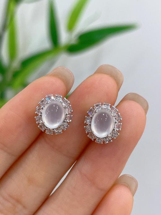 蛋面翡翠耳钉 商品图3