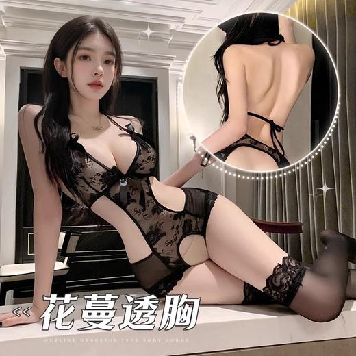 霏慕 花蔓透胸镂空开裆连体衣7037 商品图1