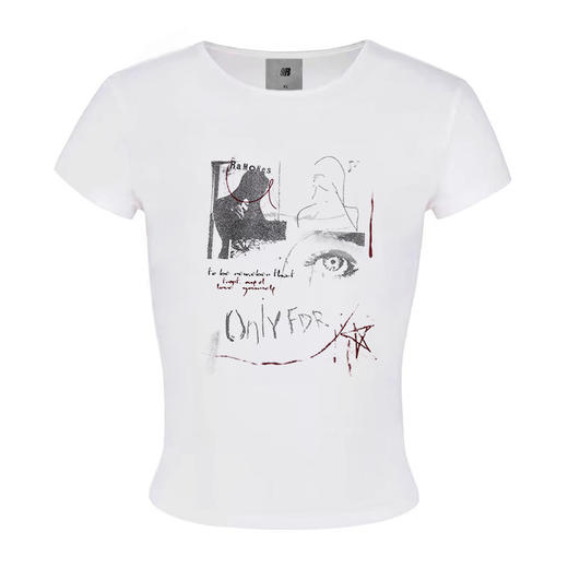 FDR官方店 抽象印花正肩辣妹短袖t恤女夏季修身显瘦上衣 商品图4