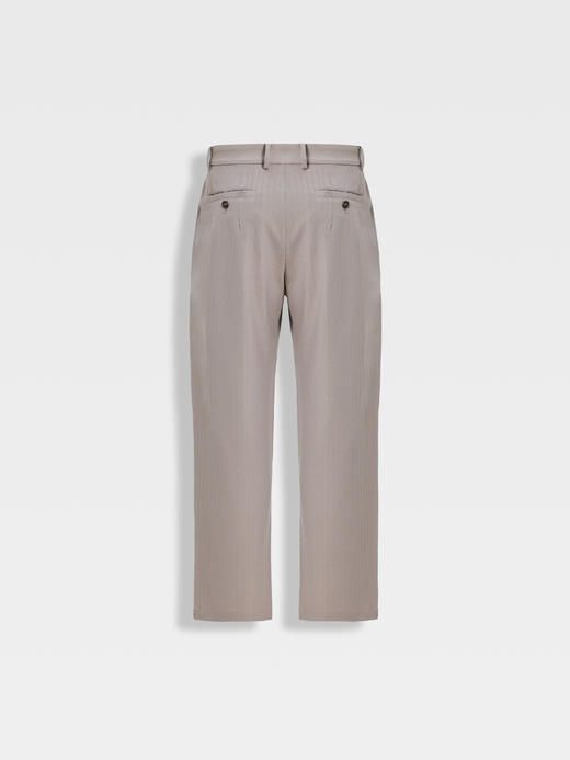 callisto燕麦卡其丝绵混纺休闲裤 商品图1