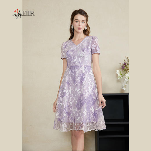 司歌刺绣连衣裙短袖显瘦端庄A911038X 商品图4