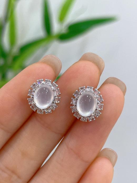 蛋面翡翠耳钉 商品图1