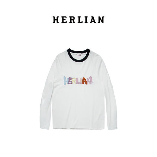 Herlian2025年春夏新品彩色字母logo领口撞色长袖TEE 商品图4