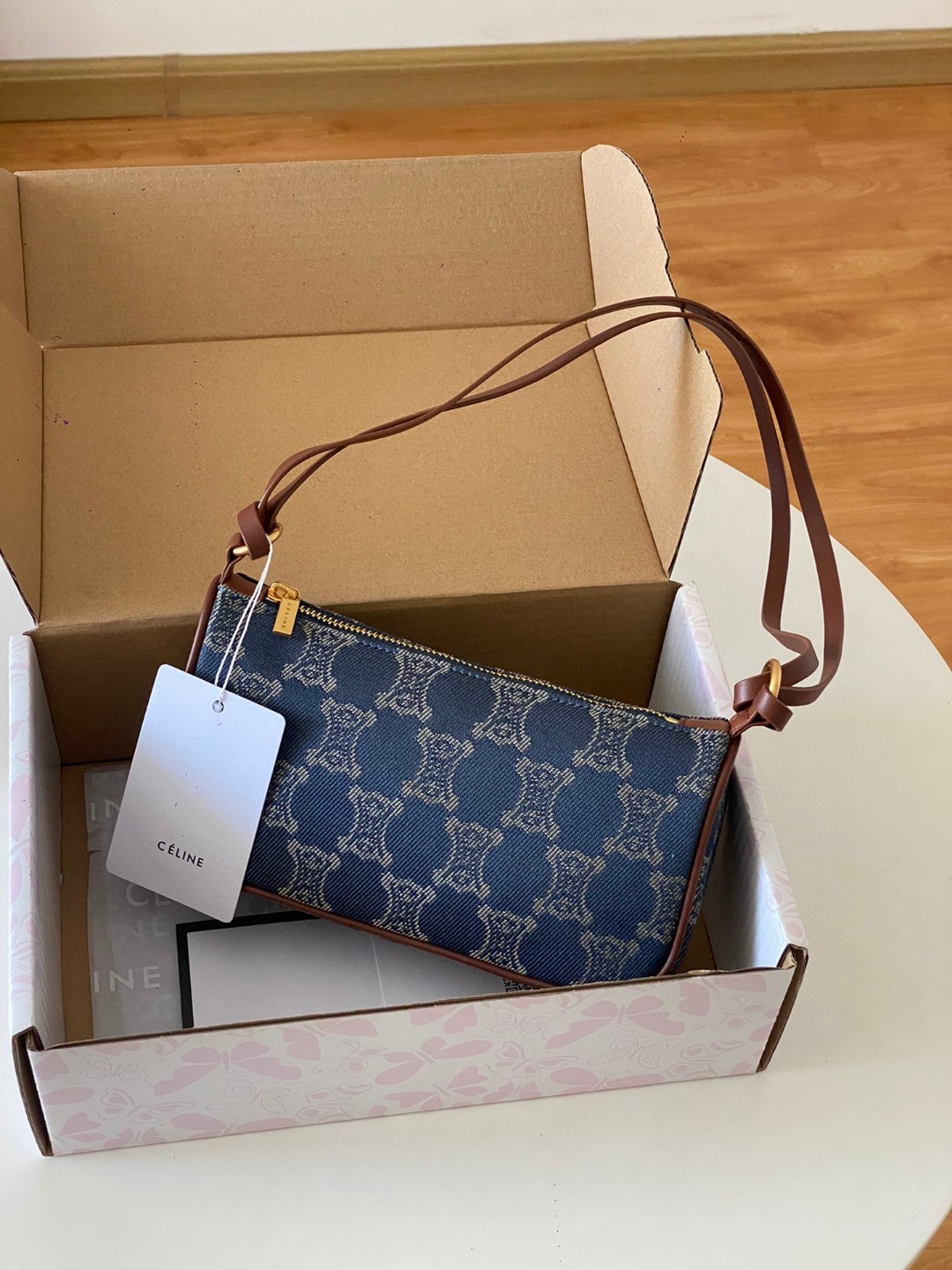 老花满印牛仔单肩包复古印花相机包女斜挎腋下包手提包