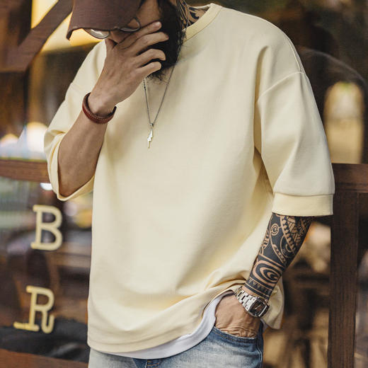 工装优选美式休闲宽松棉Cityboy短袖日系落肩垂感透气半袖男春夏 商品图4