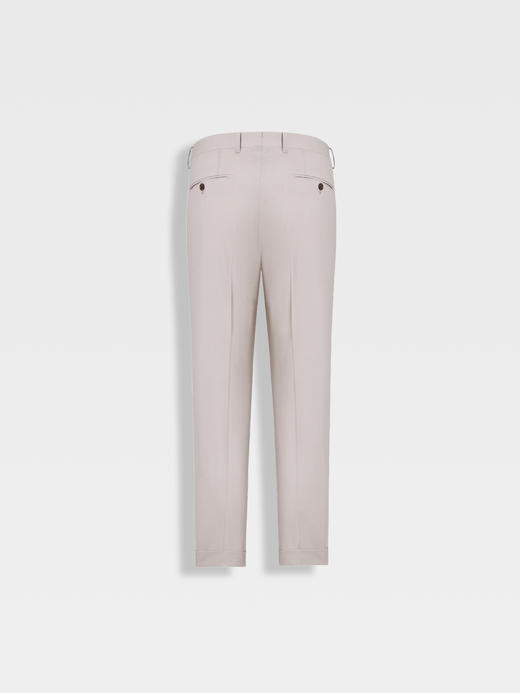 callisto松弛系列老钱风糯米白绵羊毛混纺西裤 商品图1